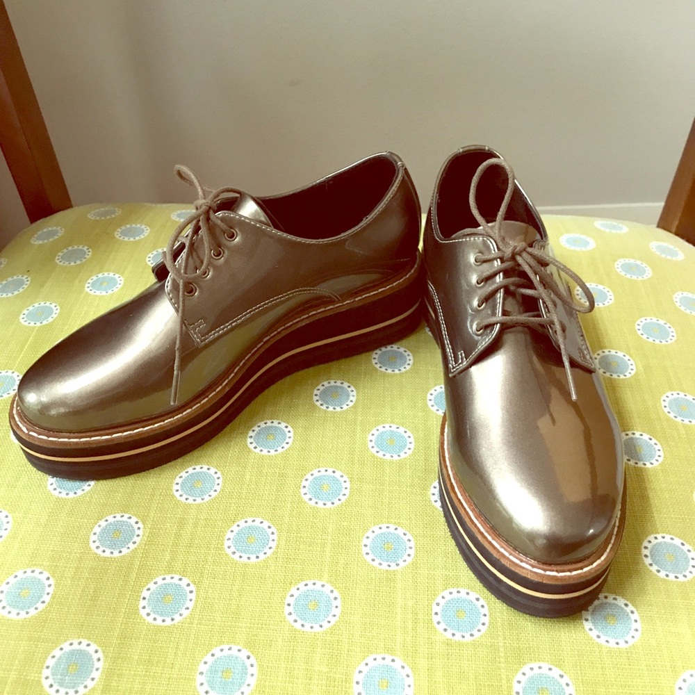 M&S patent leather “flatworms” bronze UK3 /US5